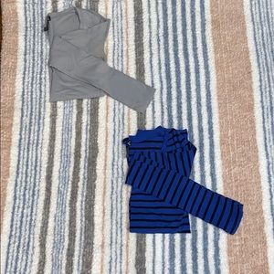 Gray and black/blue striped long sleeve tshirts